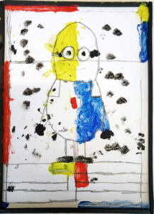 Minion im Piet Mondrian Stil